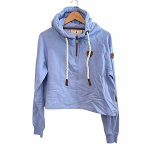 NWT Wanakome Leelee Lux Fleece Lined Hoodie Blue Half Zip Cozy Pullover Size M